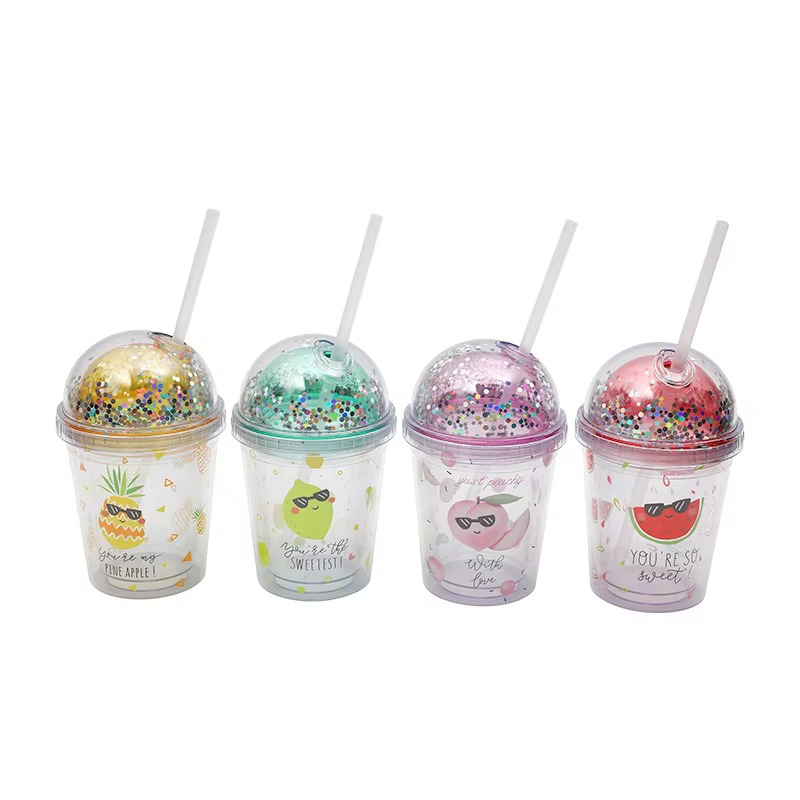 Dome unicorn straw shiny Plastic tumbler