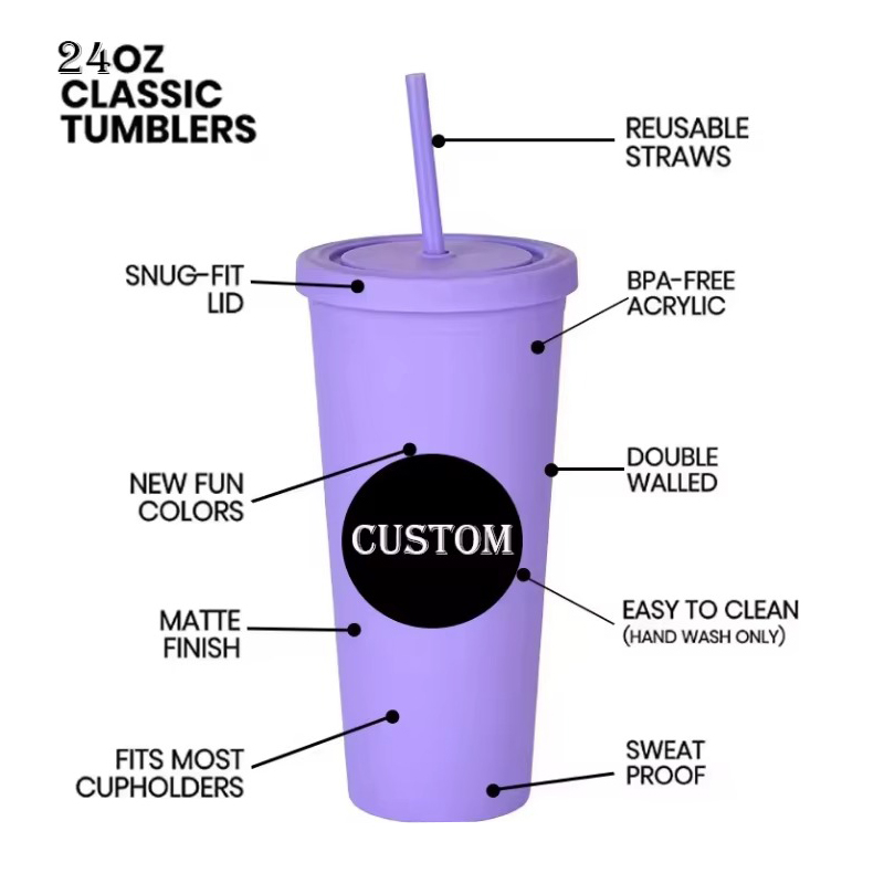 710ML Insulated handheld multiple color Plastic tumbler