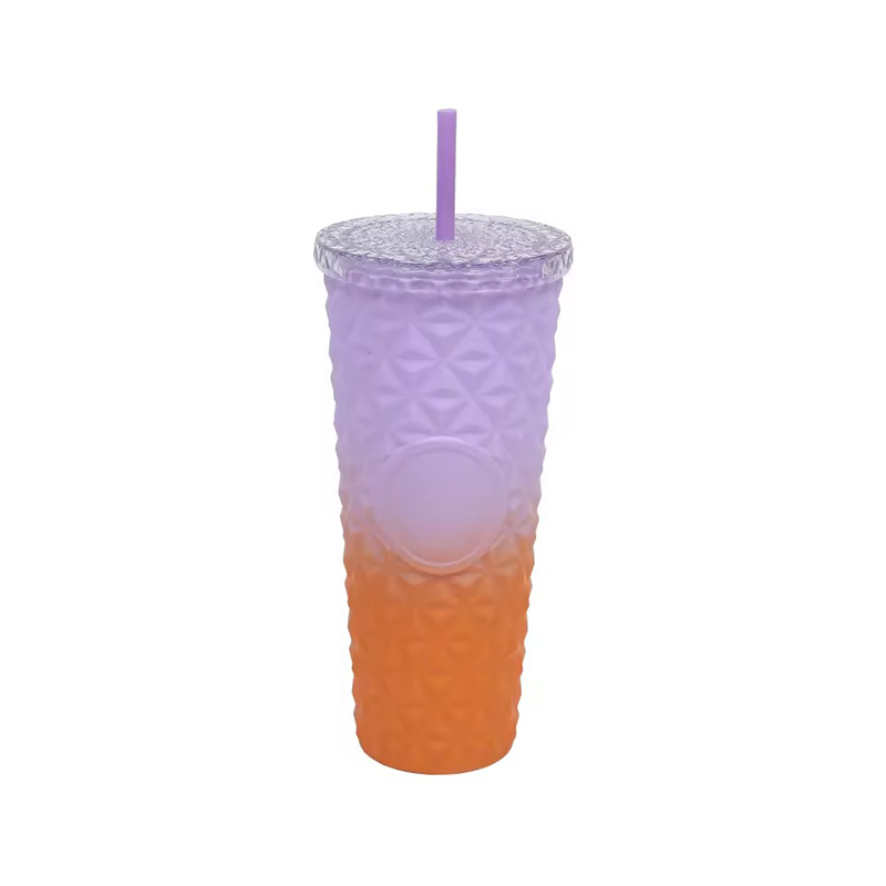 Double-layer diamond pattern Plastic tumbler