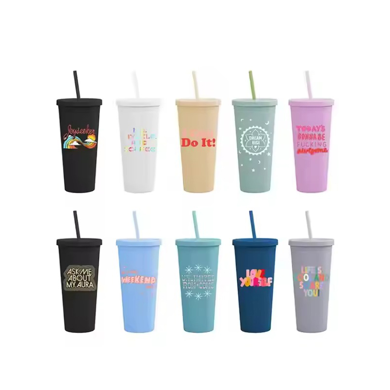 Diverse customized Plastic tumbler with straws