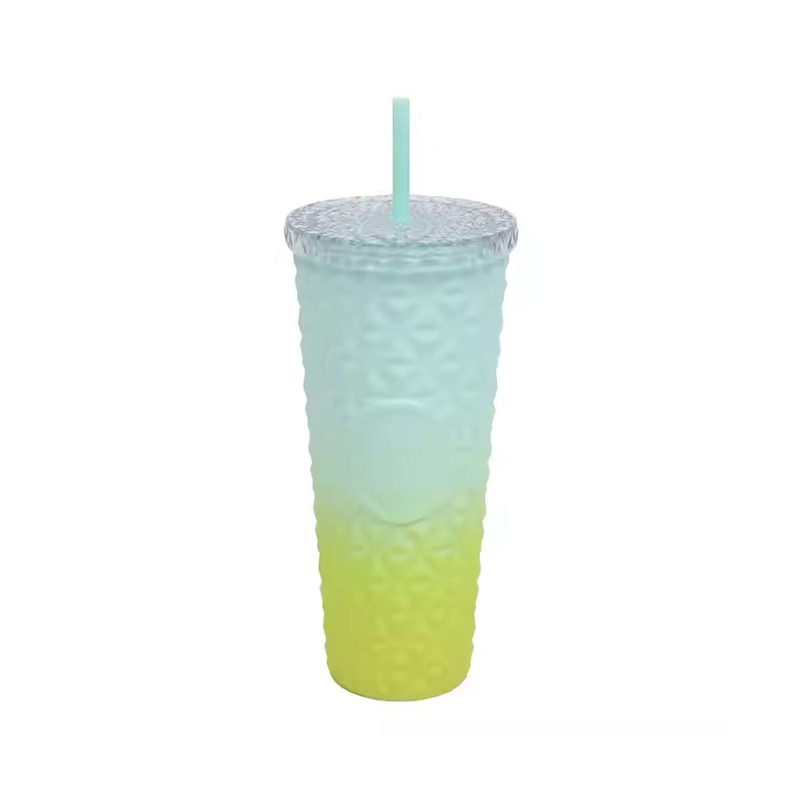 Double-layer diamond pattern Plastic tumbler