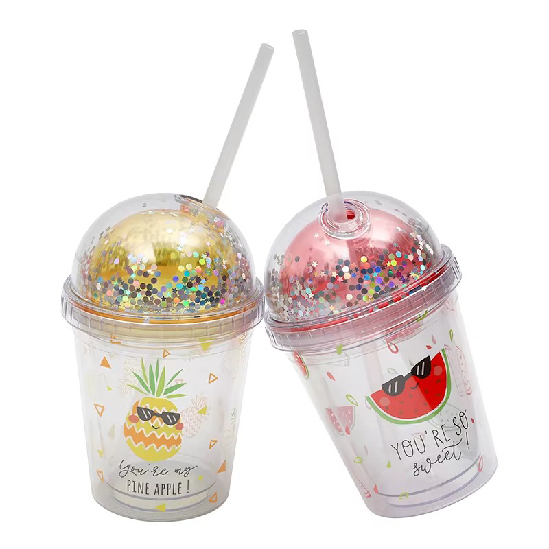 Dome unicorn straw shiny Plastic tumbler