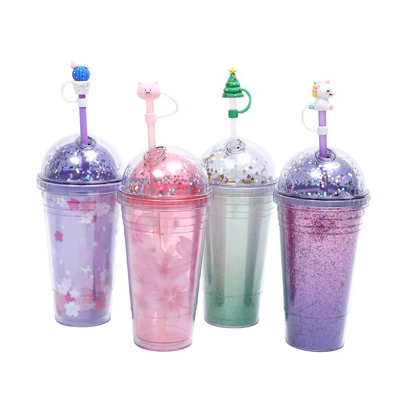 Colorful cartoon straws Plastic tumbler