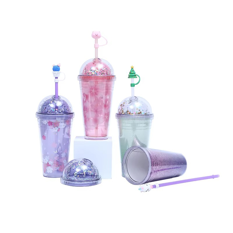 Colorful cartoon straws Plastic tumbler