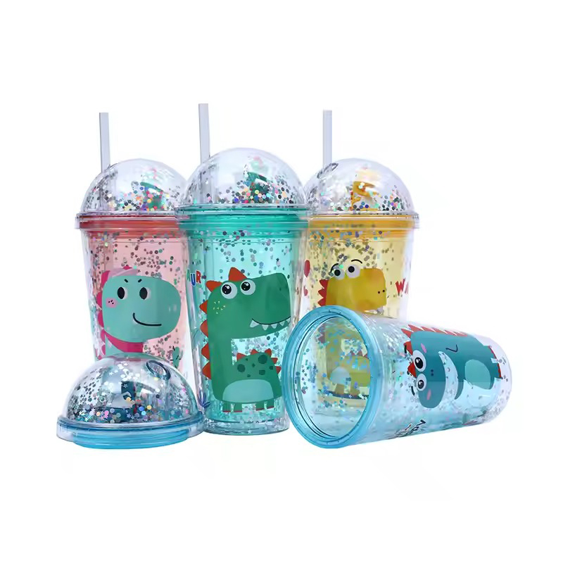 Transparent sequins cartoon Plastic tumbler