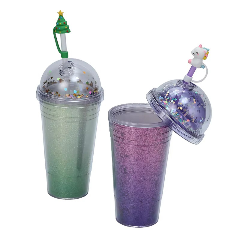 Colorful cartoon straws Plastic tumbler