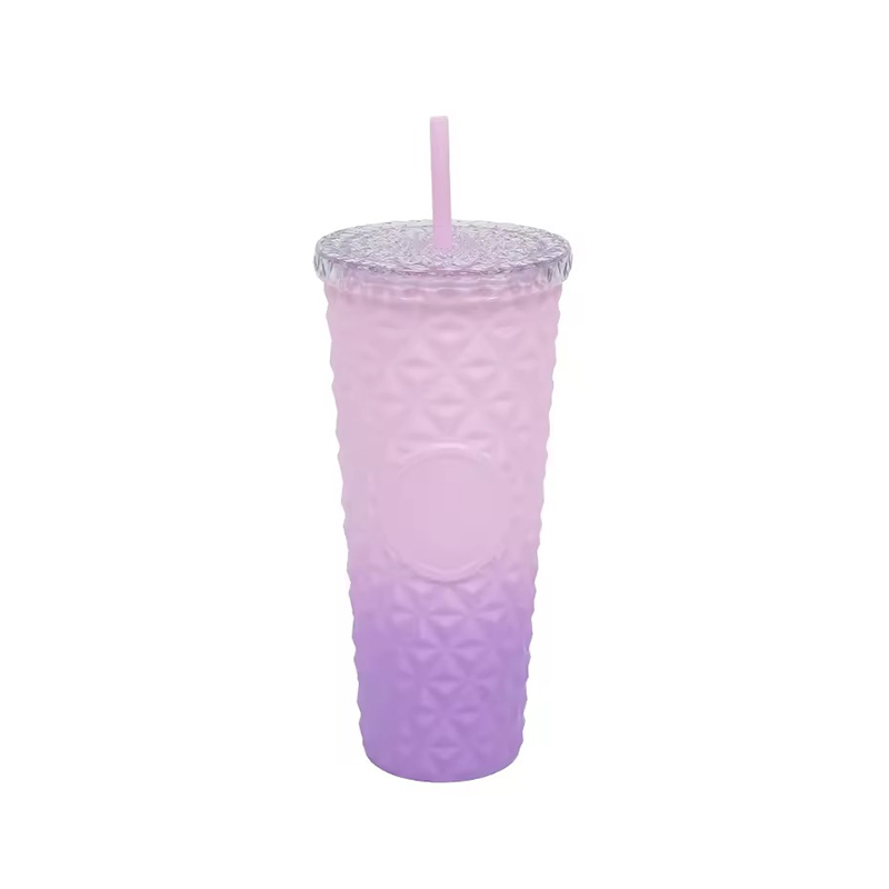 Double-layer diamond pattern Plastic tumbler