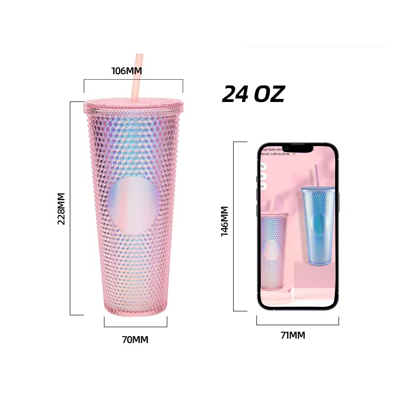 Diamond Gradient mosaic glass Plastic tumbler