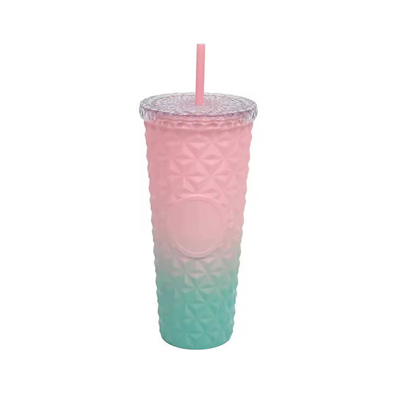 Double-layer diamond pattern Plastic tumbler