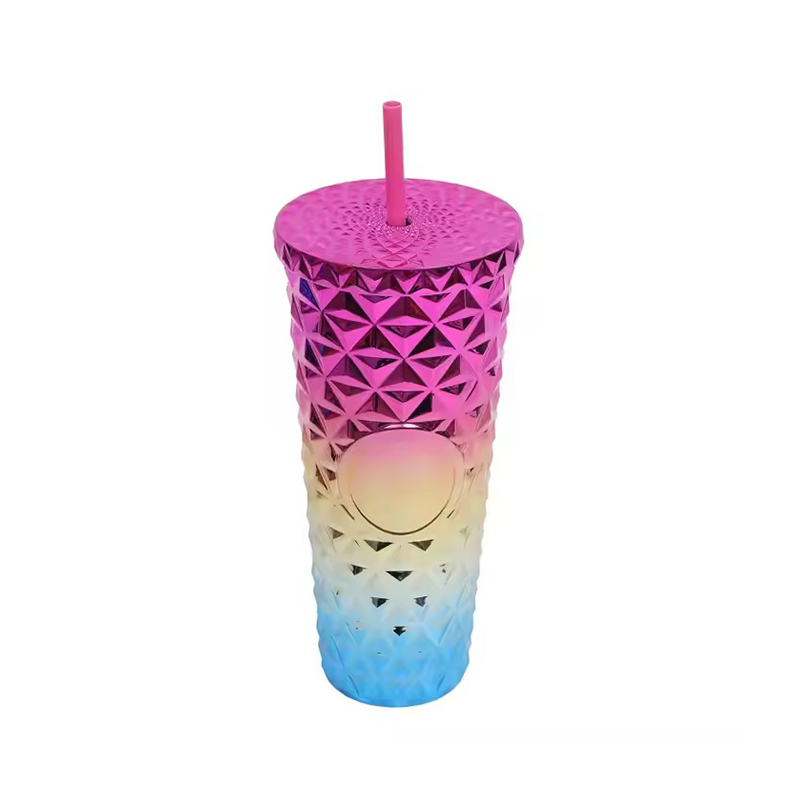 Double-layer diamond pattern Plastic tumbler