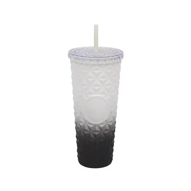 Double-layer diamond pattern Plastic tumbler