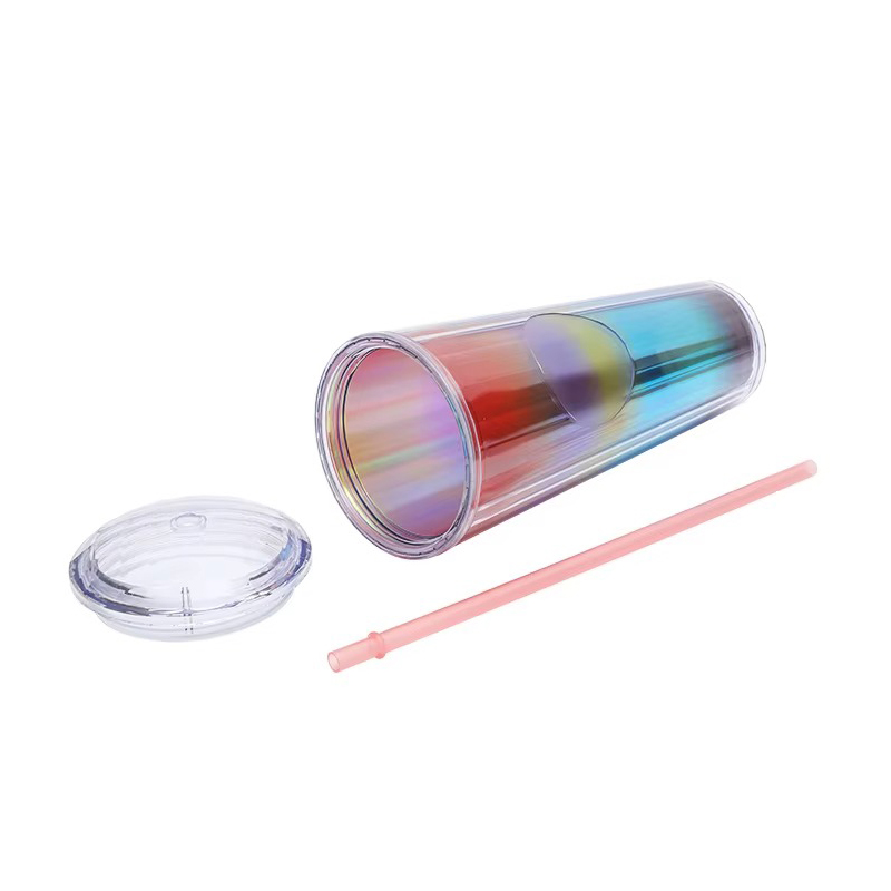 Round top cover Plastic tumbler with straw