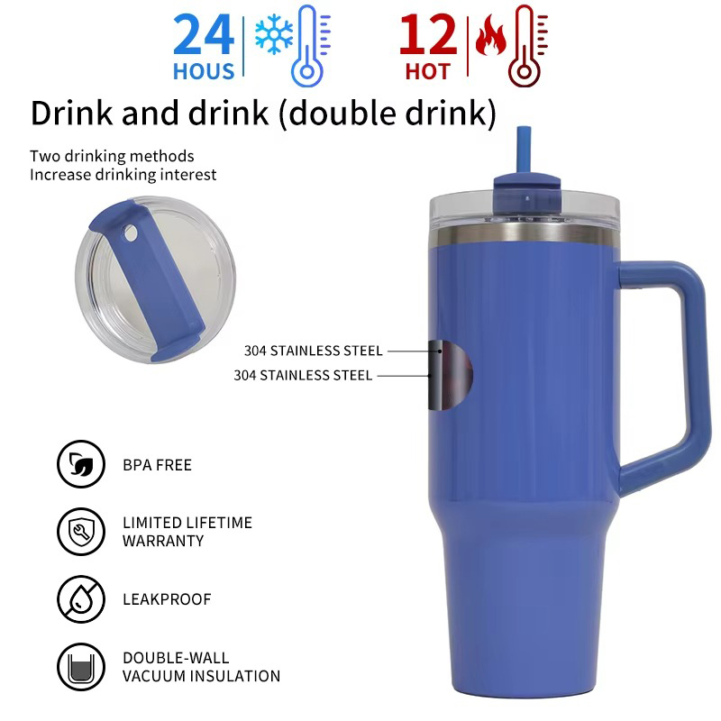 Three-piece set straws stainless steel Auto mug