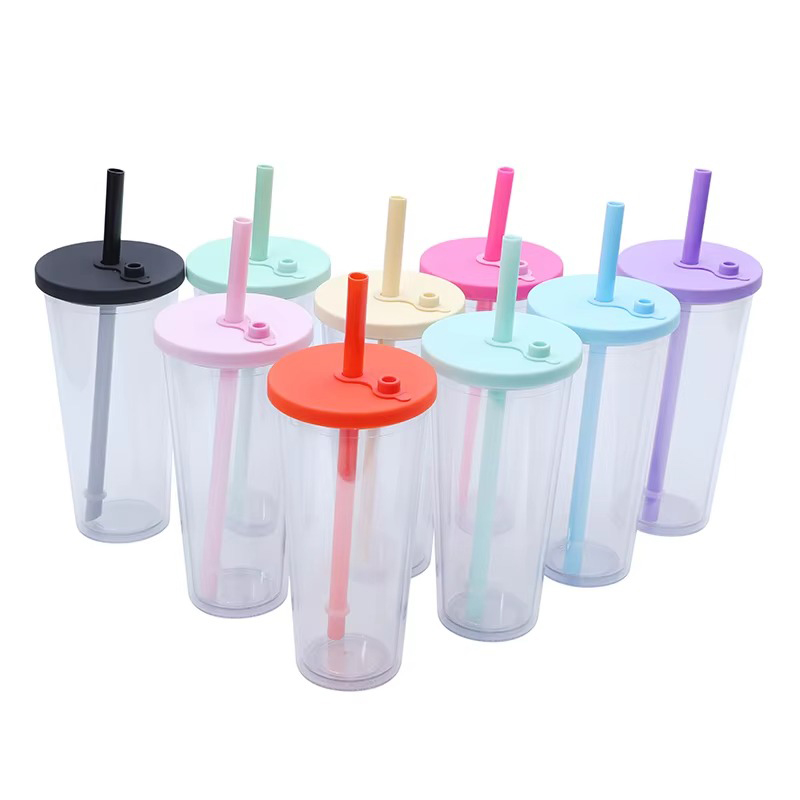 Customizable multi-color transparent Plastic tumbler