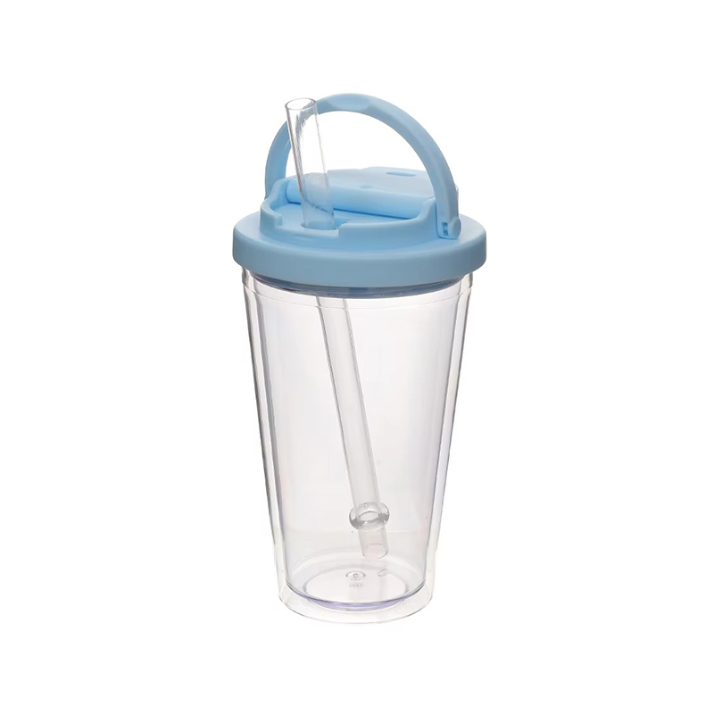 Small handle straw portable Plastic tumbler