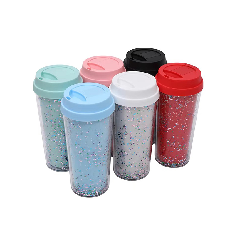 Transparent sequins glitter Plastic tumbler