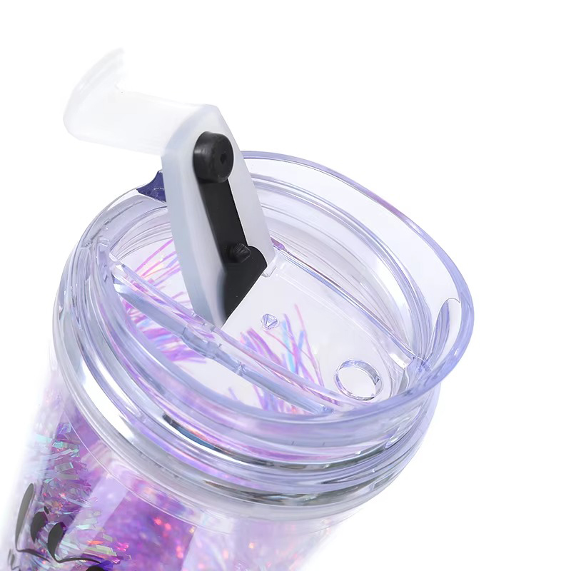 Sequins customizable heat insulation Plastic tumbler