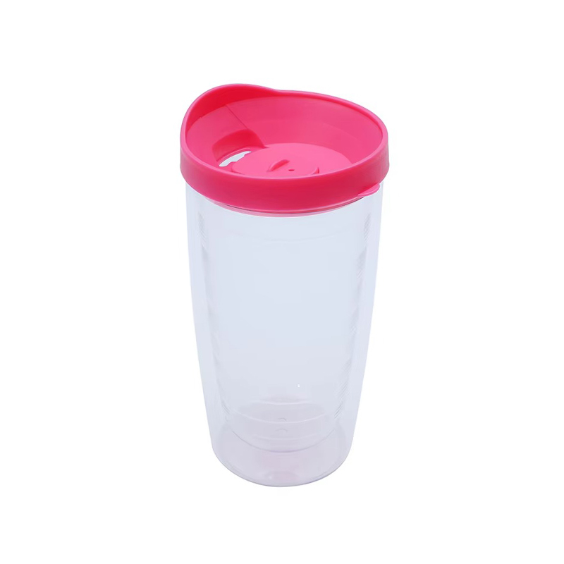 Double layer high quality Plastic tumbler with cover