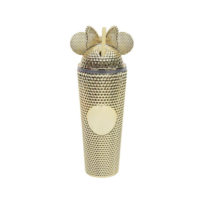 Diamonds rivets bows Plastic tumbler