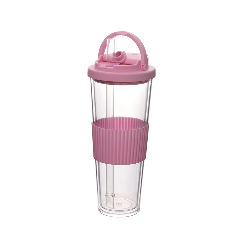 Double layer large straws Plastic tumbler