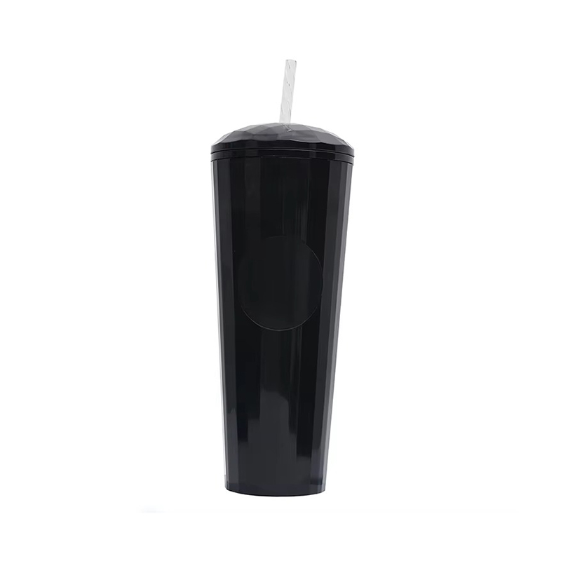 Round top cover Plastic tumbler with straw