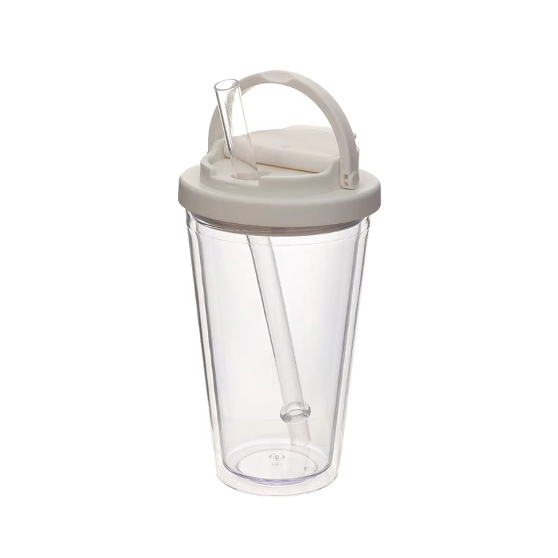 Small handle straw portable Plastic tumbler