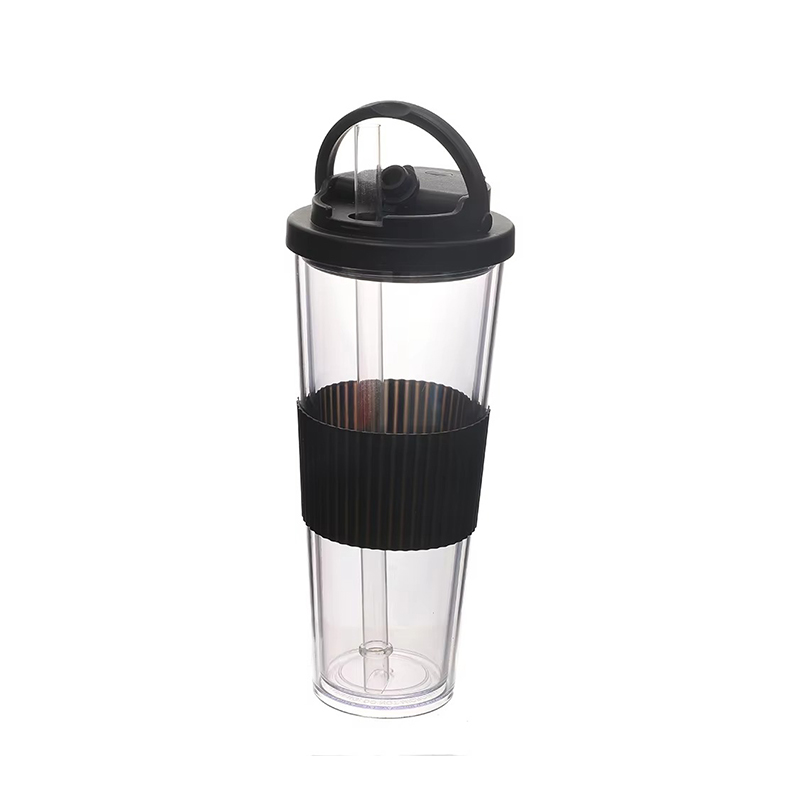 Double layer large straws Plastic tumbler