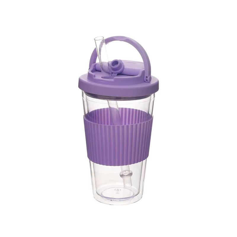 Small handle straw portable Plastic tumbler