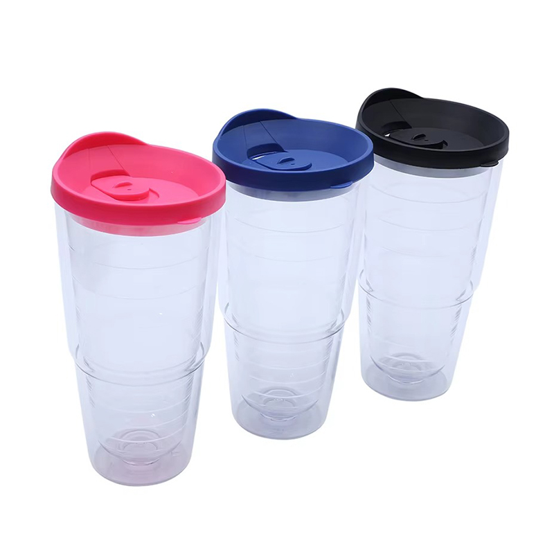 Double layer high quality Plastic tumbler with cover