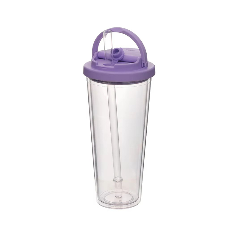 Portable handle straw Plastic tumbler