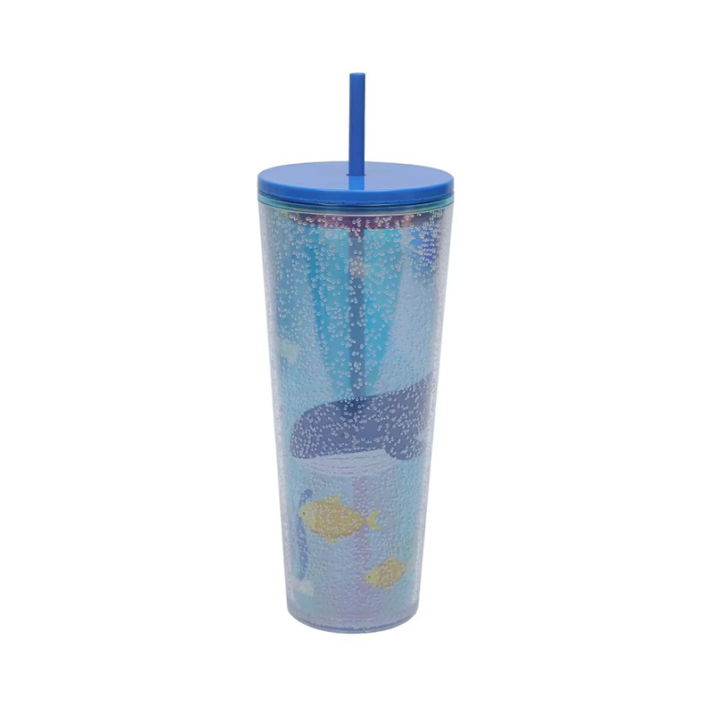 Color straight glass cover Plastic tumbler