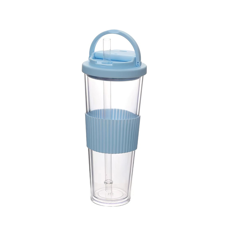 Double layer large straws Plastic tumbler