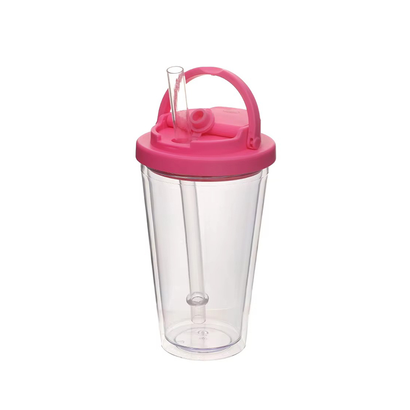 Small handle straw portable Plastic tumbler