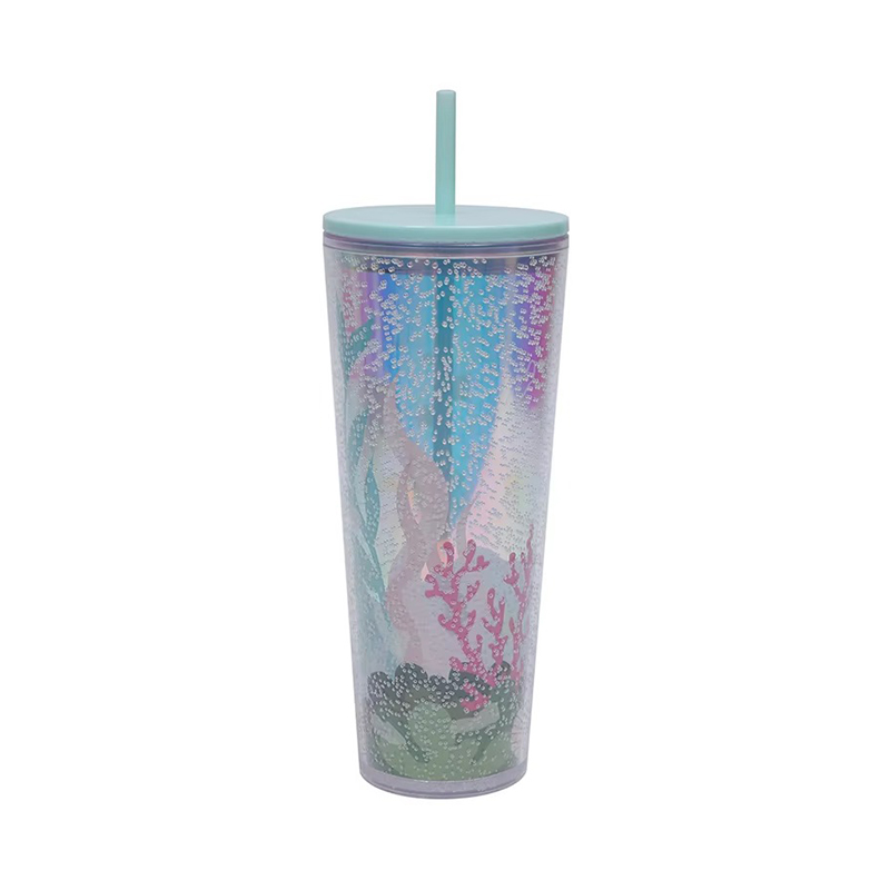 Color straight glass cover Plastic tumbler