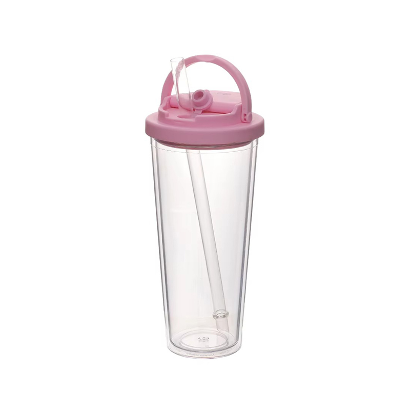 Portable handle straw Plastic tumbler