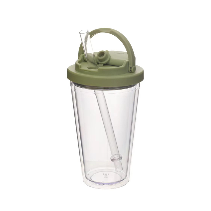 Small handle straw portable Plastic tumbler