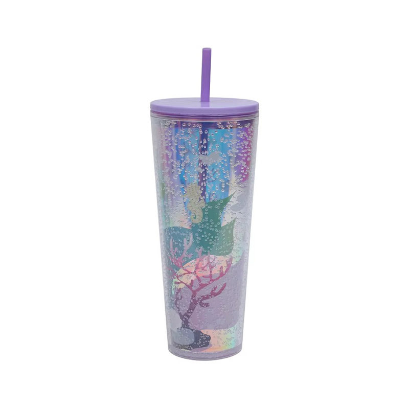 Color straight glass cover Plastic tumbler