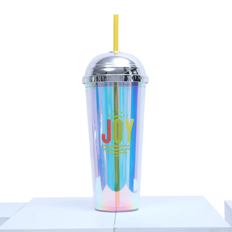 Creative straw dome transparent Plastic tumbler