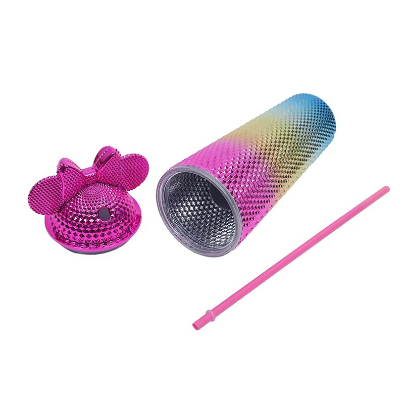 Diamonds rivets bows Plastic tumbler