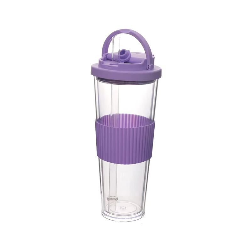 Double layer large straws Plastic tumbler