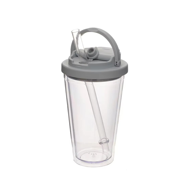 Small handle straw portable Plastic tumbler