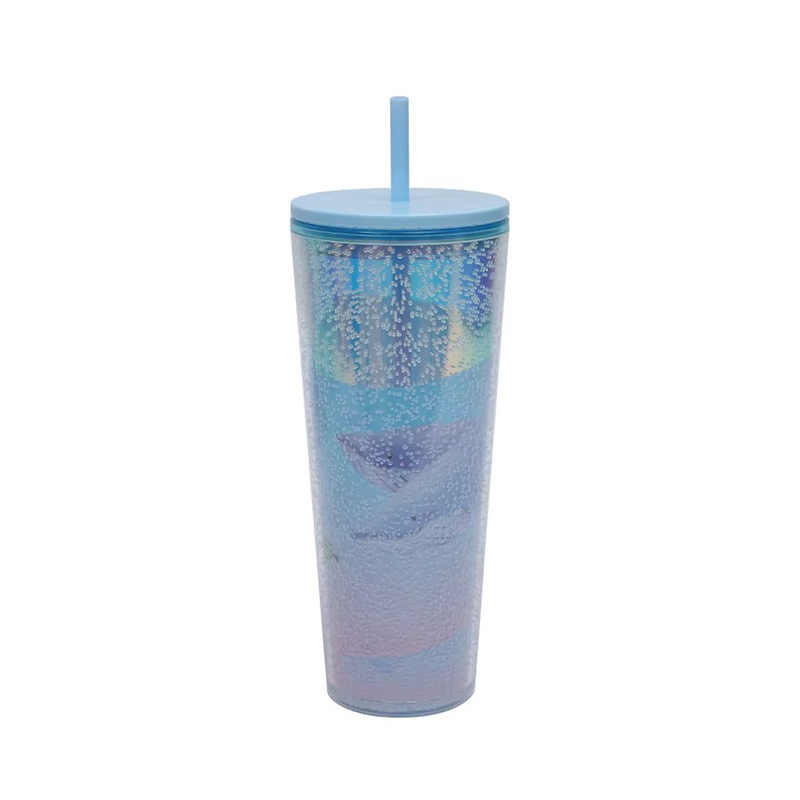 Color straight glass cover Plastic tumbler