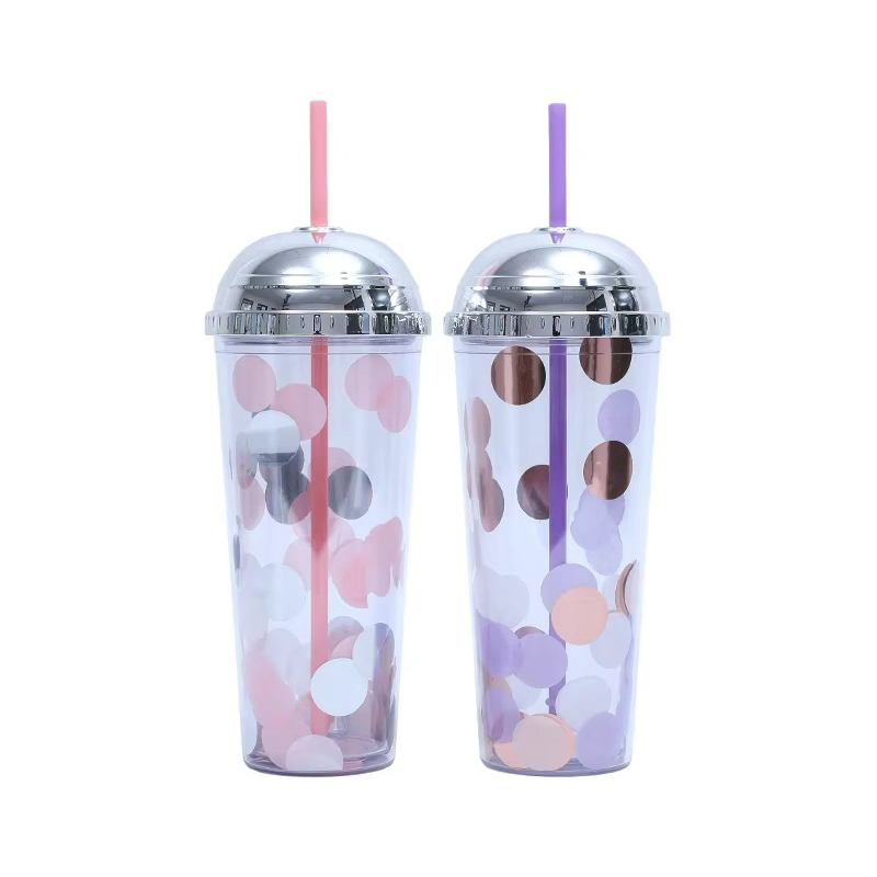 Creative straw dome transparent Plastic tumbler