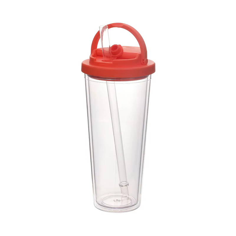 Portable handle straw Plastic tumbler