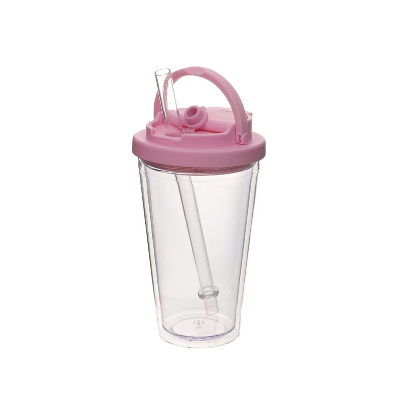 Small handle straw portable Plastic tumbler