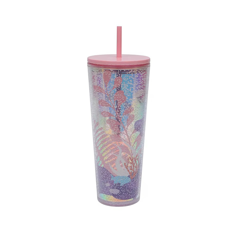 Color straight glass cover Plastic tumbler