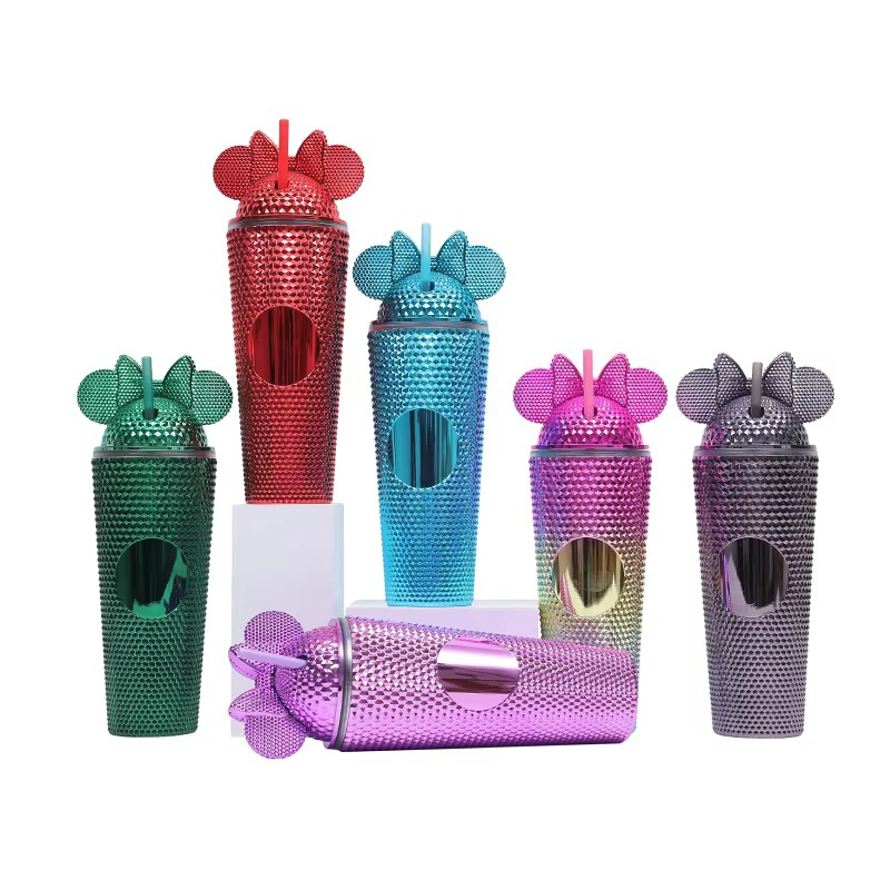 Diamonds rivets bows Plastic tumbler