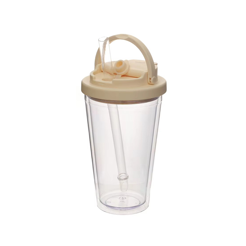 Small handle straw portable Plastic tumbler