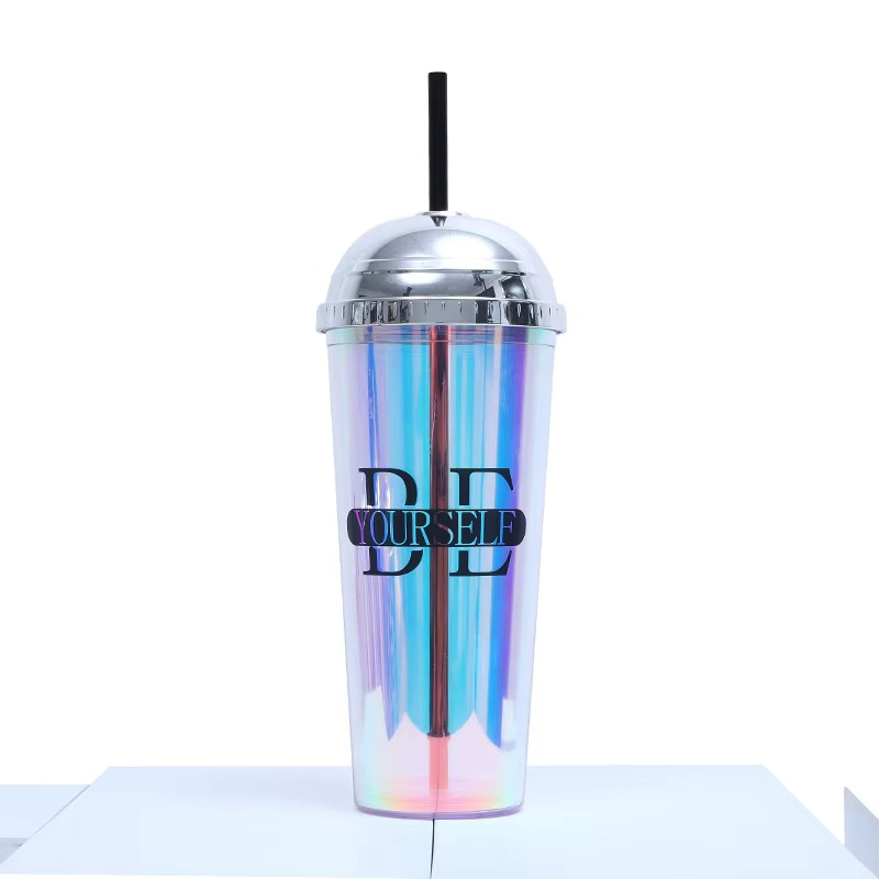 Creative straw dome transparent Plastic tumbler