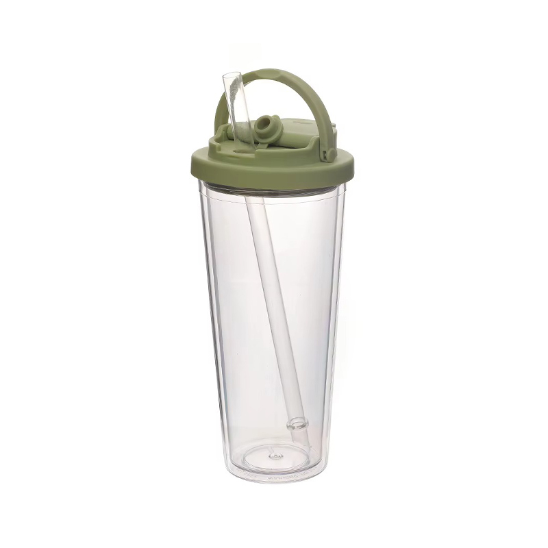 Portable handle straw Plastic tumbler